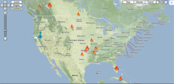 The current fire situation graphically displayed on the FireWhat website